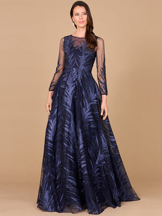 Lara 29761 - High Neck Sheer Long Sleeve Embellished Gown - By Baano
