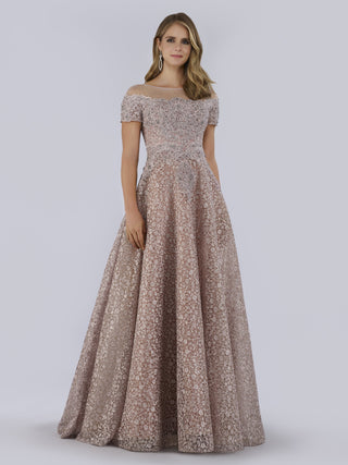 Lara 29765 - Sheer Off Shoulder Ball Gown - By Baano