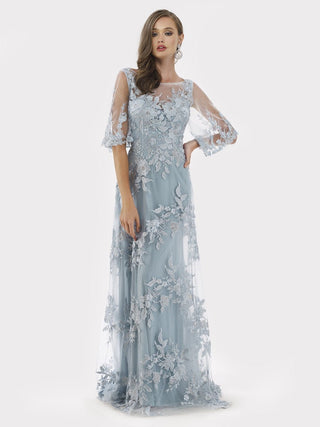 Lara 29772 - Cape Sleeves A-line Lace Gown - By Baano
