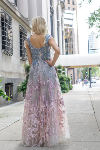 Lara 29783 - Cap Sleeves Feather Detail Ballgown - By Baano