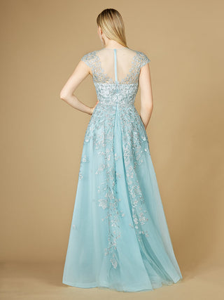 Lara 29798 - Floral Appliques high neck ball gown - By Baano