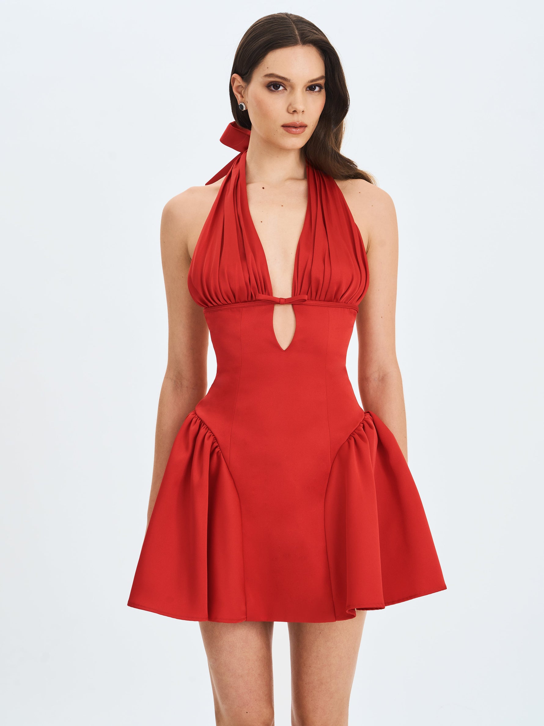 Peyton Ruby Plunging Halter Keyhole Mini Dress Miss Circle