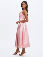 Tullia Dusty Rose Satin Ruched Midi Dress Miss Circle
