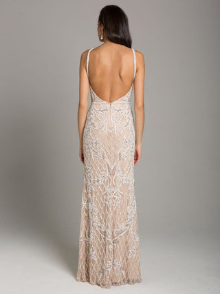 Lara Beverly Long Beaded Low Back V Neck Sleeveless Dress - By Baano