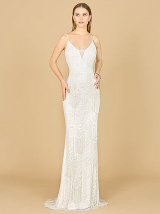 Lara Danika Floral Beaded Sheath Beaded Dress with Beaded Fringe - By Baano