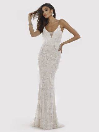 Lara Danika Floral Beaded Sheath Beaded Dress with Beaded Fringe - By Baano