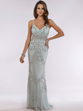 Lara 29904 - Body Con V-neck Beaded Dress - By Baano