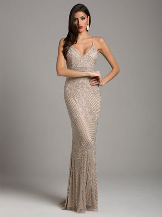 Lara 29904 - Body Con V-neck Beaded Dress - By Baano