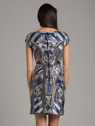 Lara 29909 - Beaded, V-neck Mini Dress - By Baano