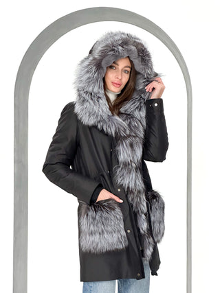 Genuine Silver Fox Fur Rabbit Fur Insulated Parka - By Baano