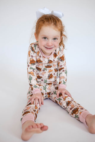 Pink Highland Cow 2 piece PJ's - By Baano