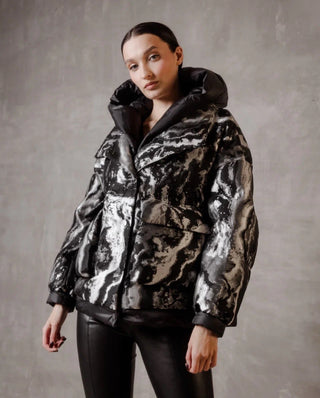 Marble Jacquard Down Fill Coat - By Baano