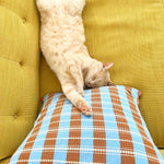 Santiago Grid Pillow - Blue and Umber