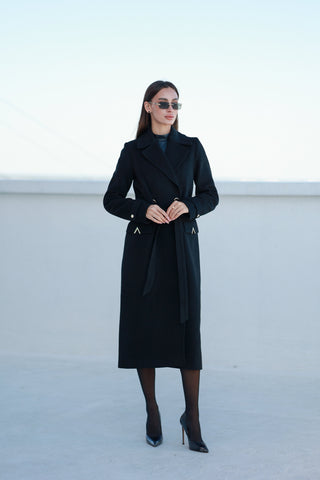Alaska Classic Cashmere Blend Overcoat in Black