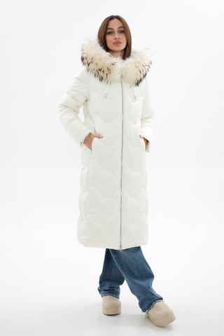 Genuine Fur Trim Down Fill Coat - By Baano