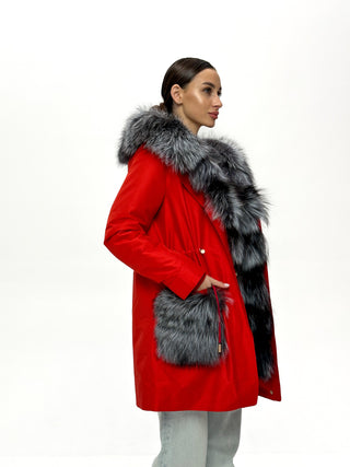 Genuine Silver Fox Fur Rabbit Fur Insulated Parka - By Baano
