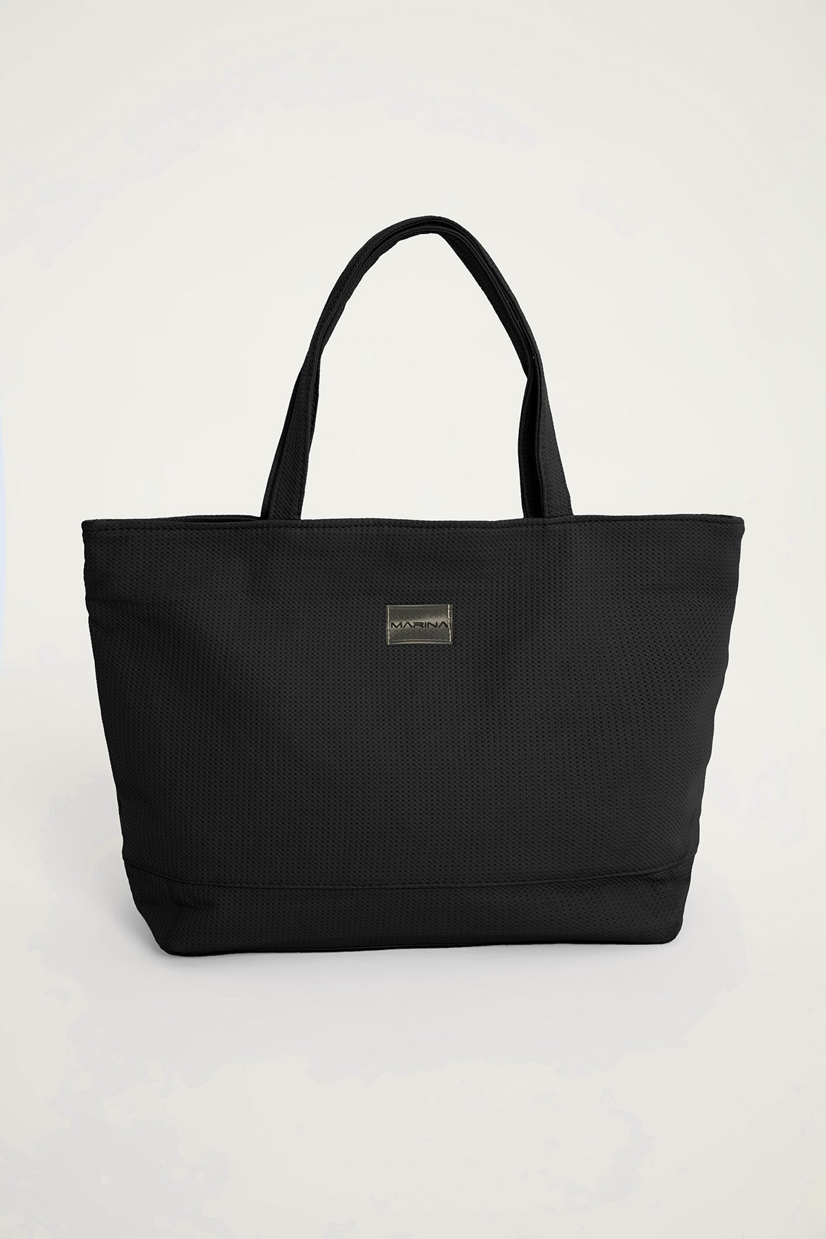 Black Faux Leather Beach Bag with Zipper CA2502-1 - By Baano