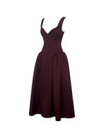 Omella Burgundy Ruched Bust Sweetheart Flared Midi Dress Miss Circle