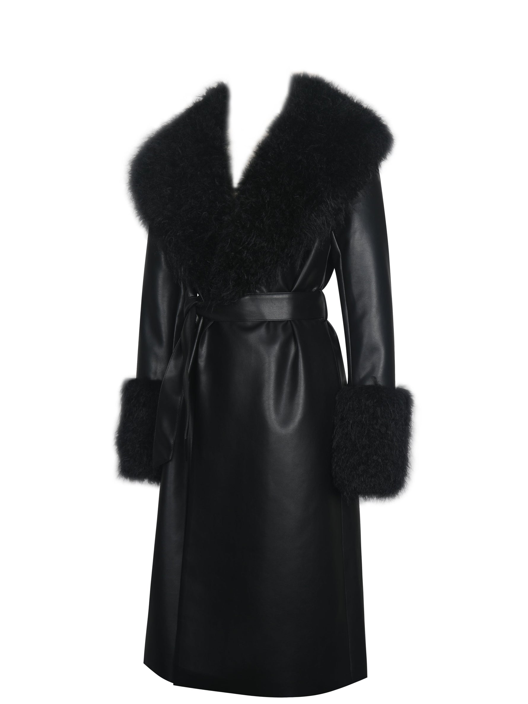 Zariah Black Faux Fur Trimmed Longline Coat Miss Circle
