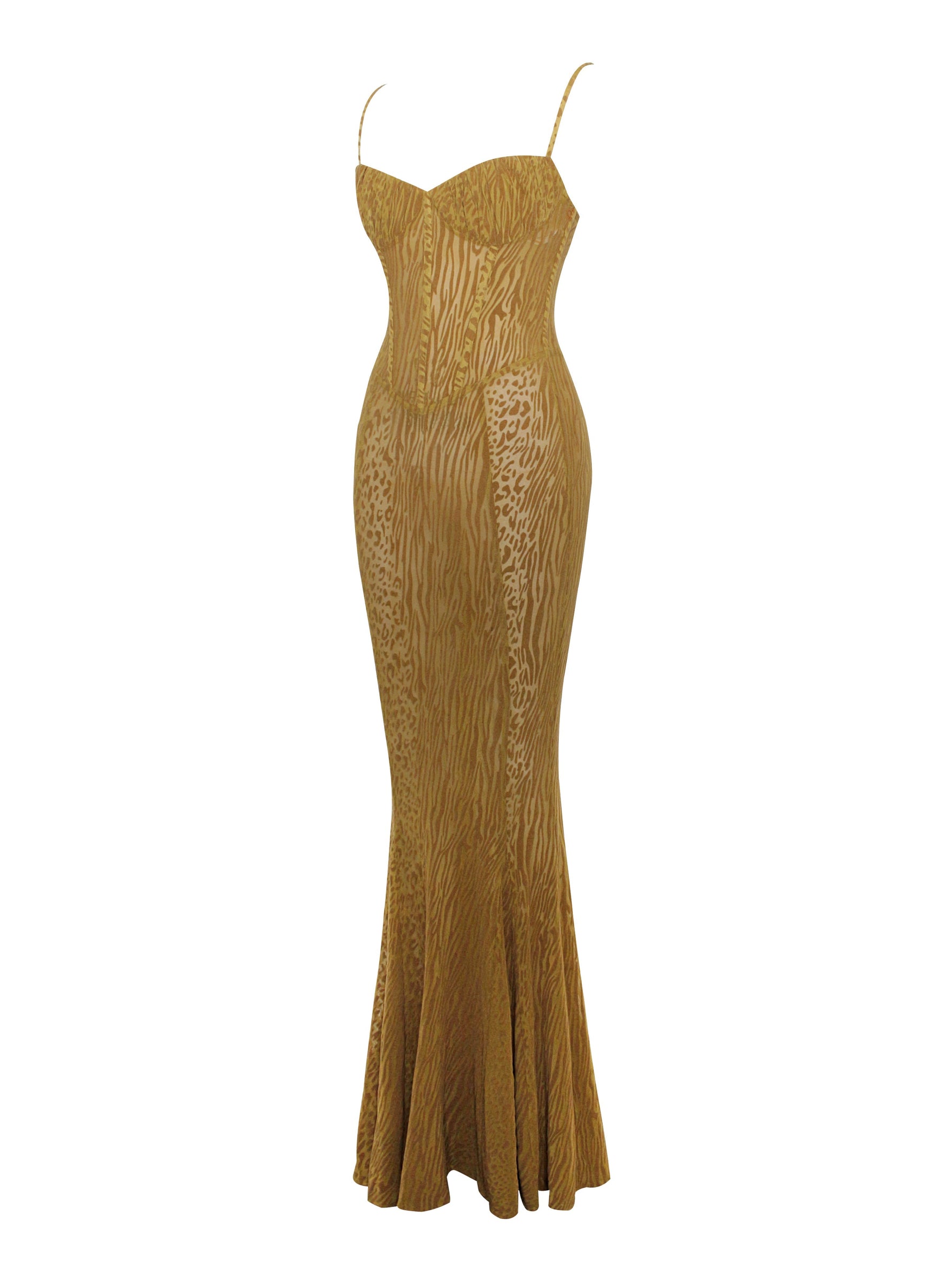 Ulani Gold Burnout Velvet Detail Mesh Maxi Dress Miss Circle