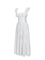 Eden Square Neck Ruffle Trim High Waist Midi Dress