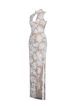 Tavia White Beaded Teardrop Neckline Maxi Dress Miss Circle