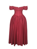 Xavy Crimson Off-Shoulder Corset Midi Dress Miss Circle