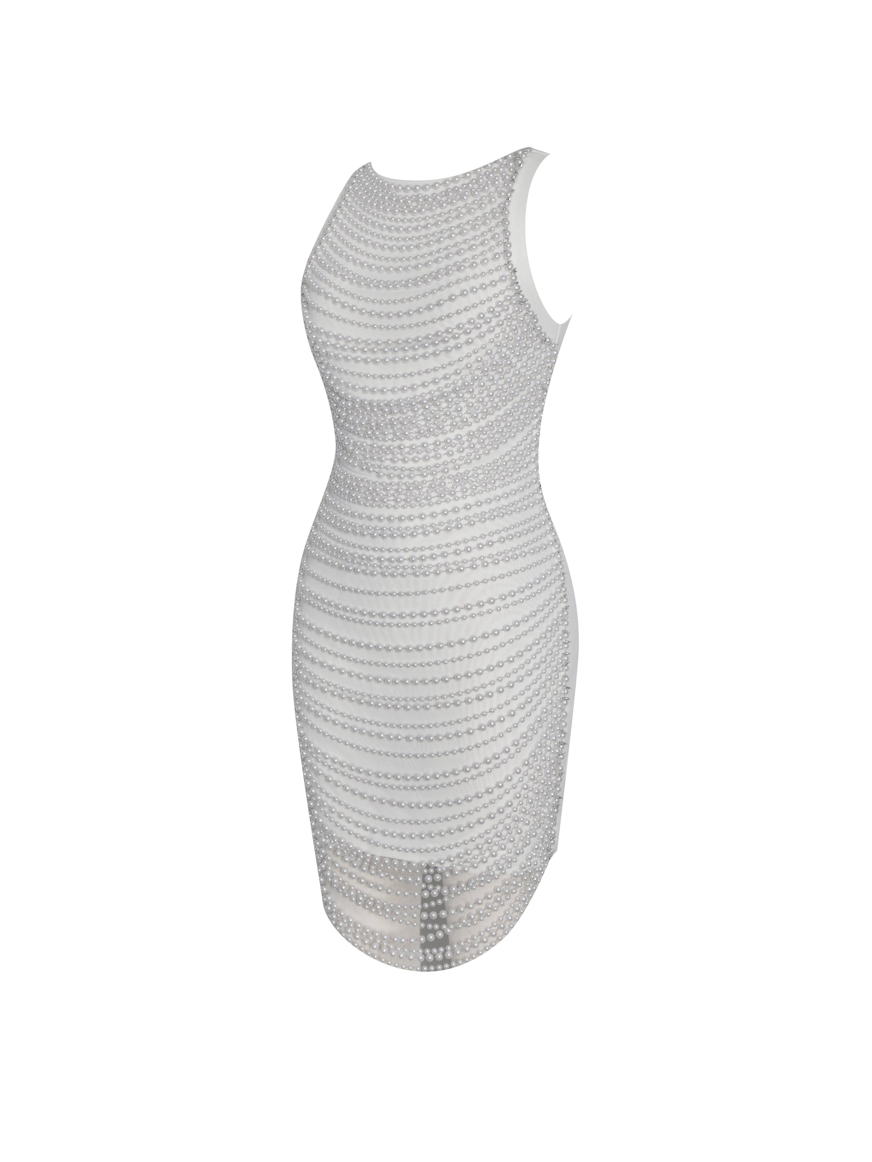 Iliana White Pearl Chain Embellished Midi Dress Miss Circle