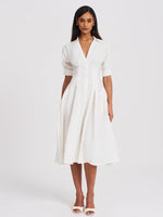 Palina Lyocell Pleated Midi Preppy Shirt Dress Miss Circle