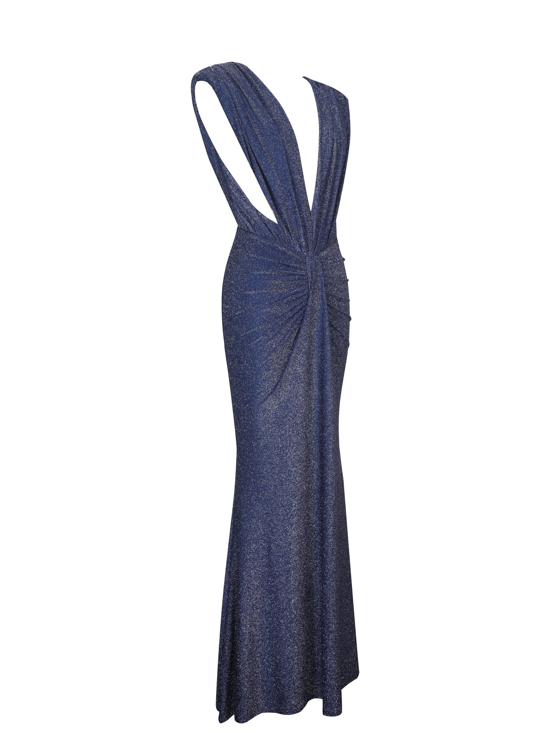 Terri Navy Sparkle Plunging Backless Maxi Dress Miss Circle