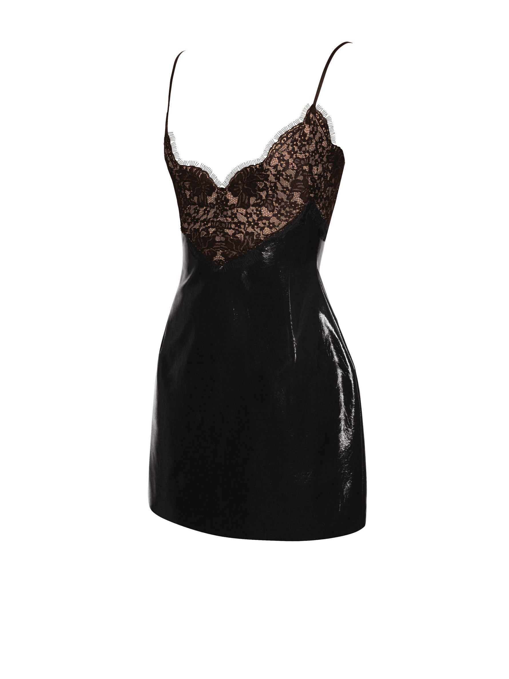Shelby Black Vegan Leather with Lace Mini Dress Miss Circle