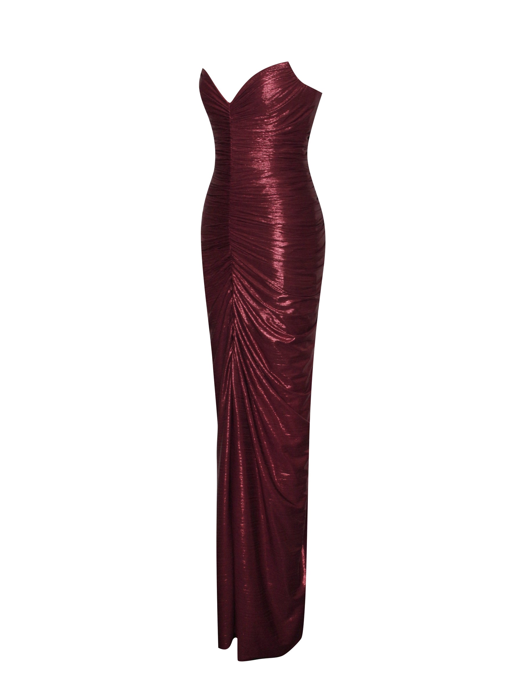 Sable Ruched Burgundy Glitter Mermaid Gown Miss Circle