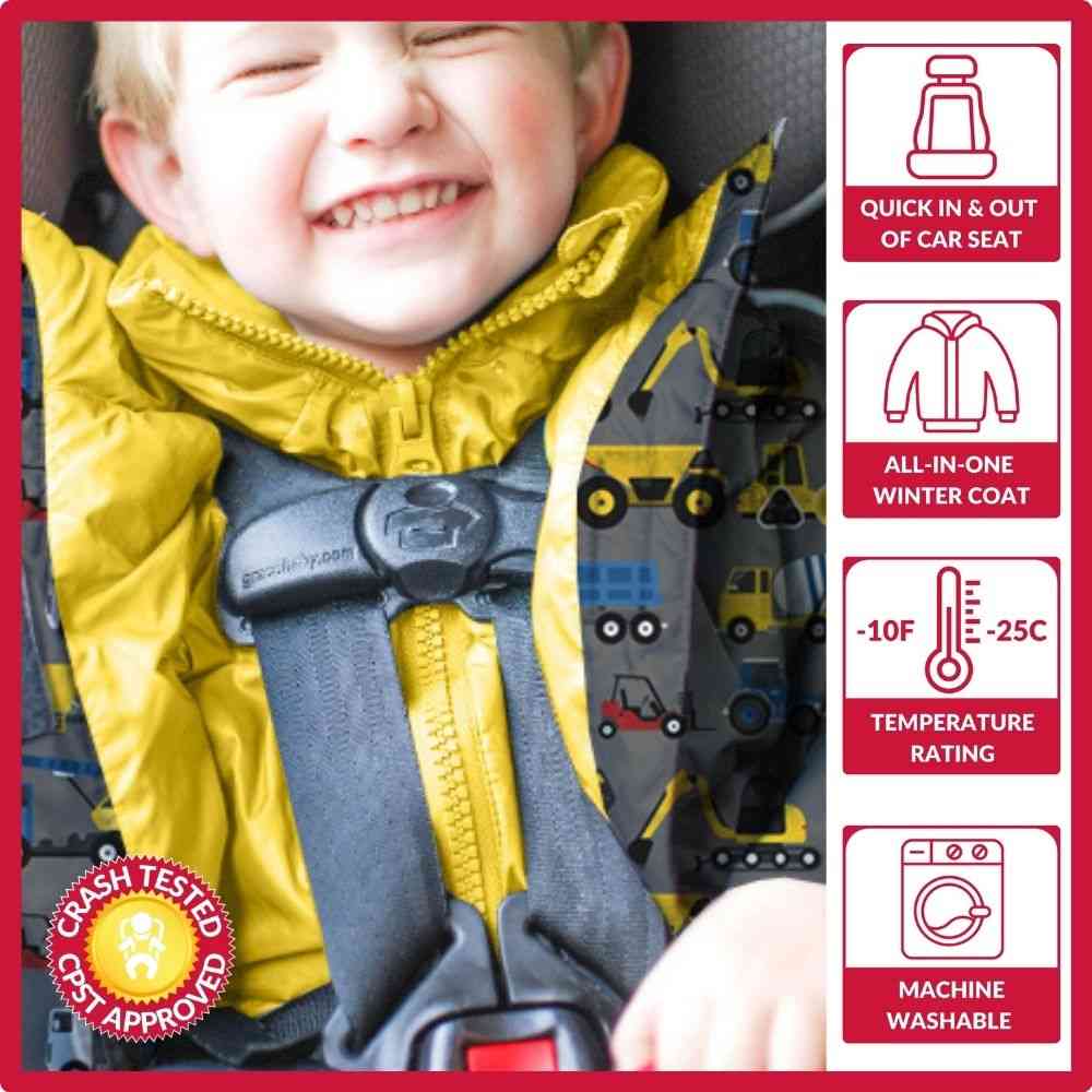 Car Seat Coat | The Road Coat Vegan - Construction Print
