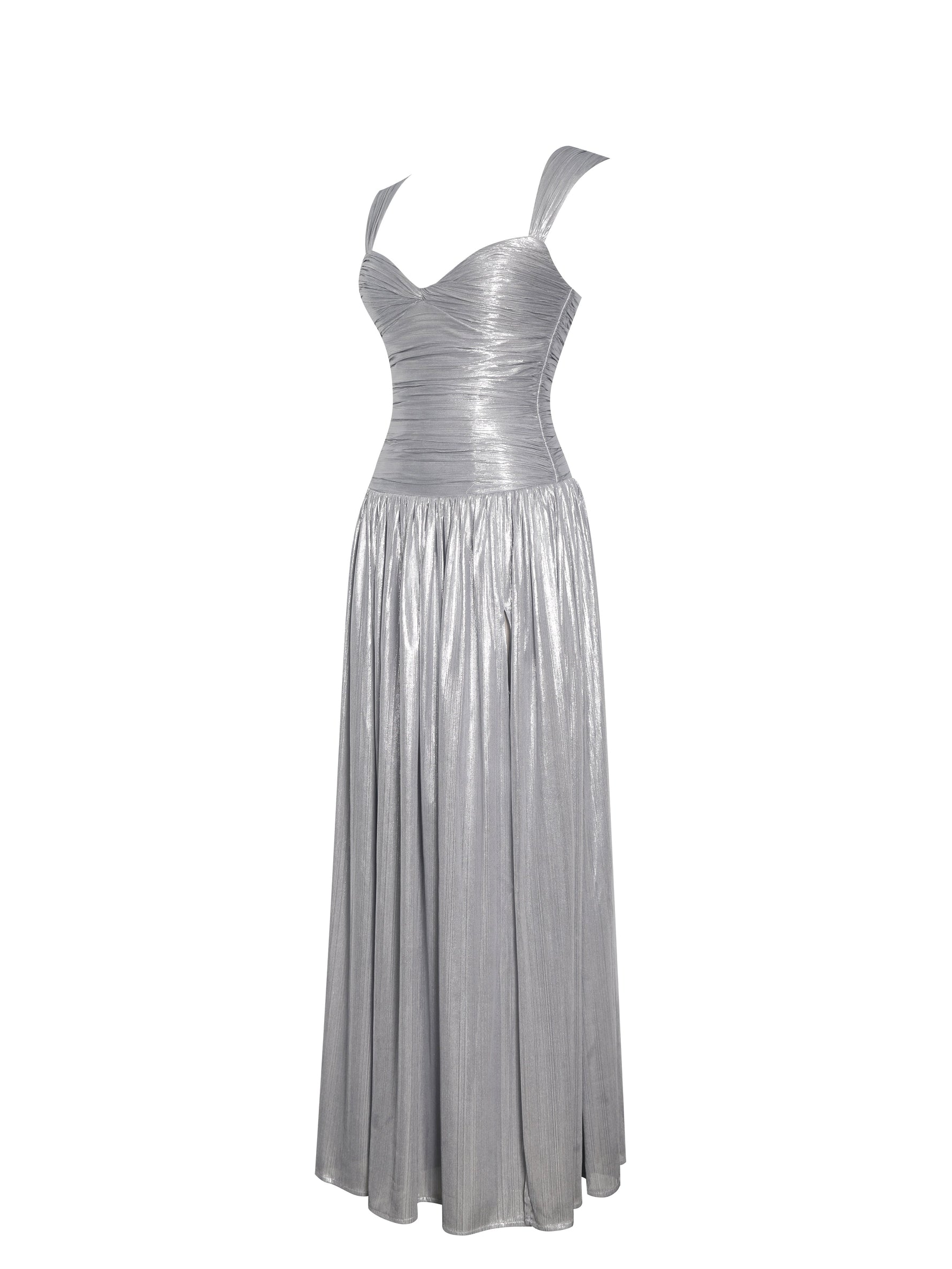 Palmer Silver Glitter Drop Waist Maxi Dress Miss Circle