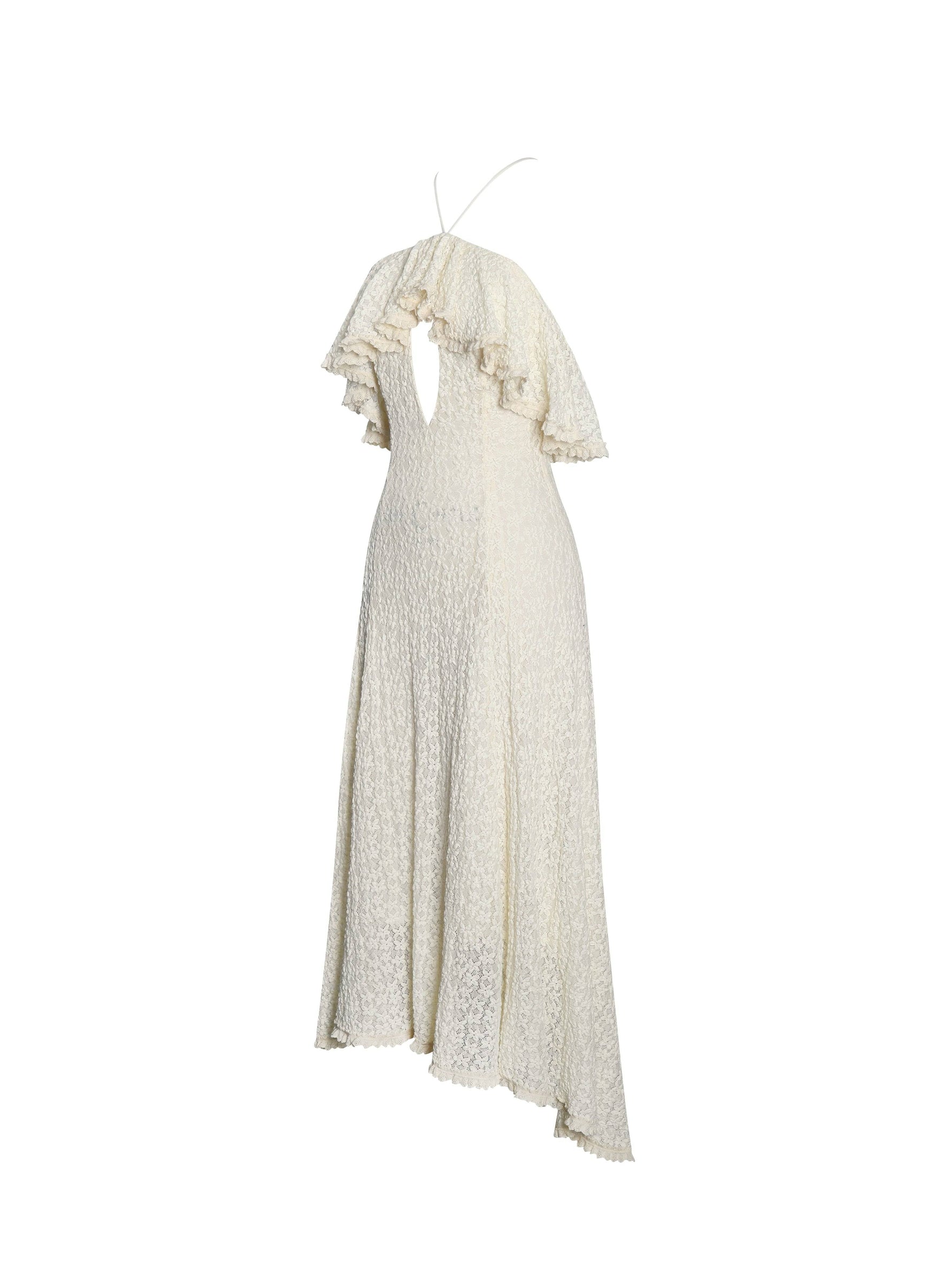 Idra Lace Trim Sleeveless Crochet Midi Trailing Dress