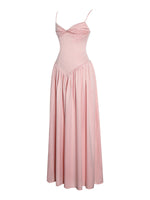 Najwa Baby Pink Ruched Breast Drop Waist Maxi Dress Miss Circle