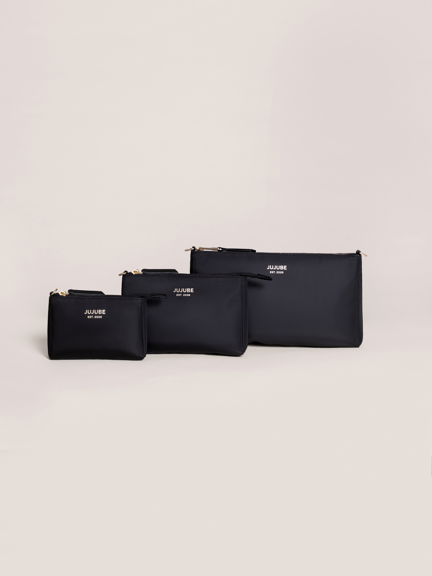 3-Piece Pouch Clutch Purse Set - Black - By Baano