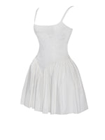 Kadi White Cotton Drop Waist Corset Mini Dress Miss Circle