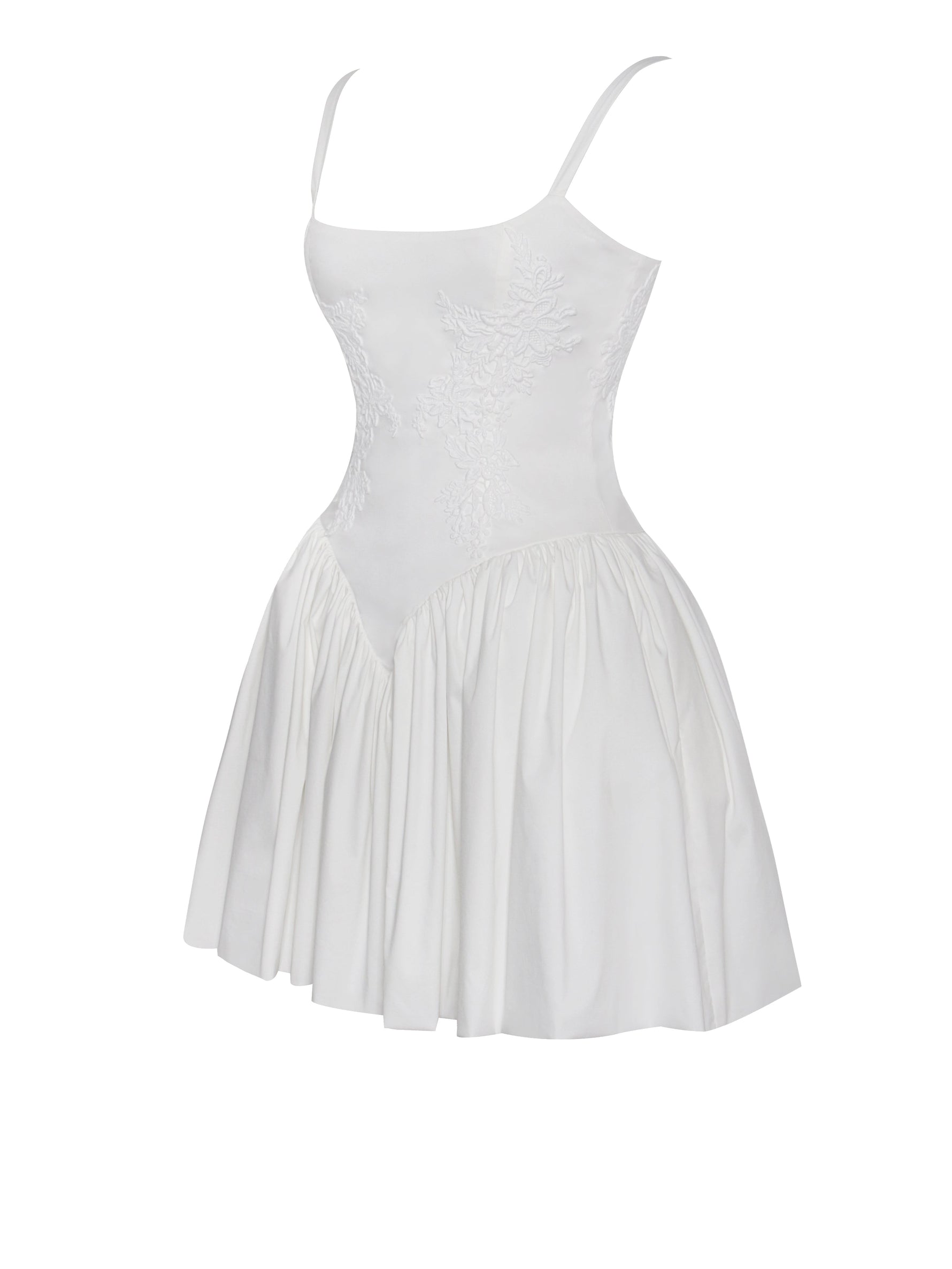 Kadi White Cotton Drop Waist Corset Mini Dress Miss Circle