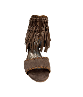 True Fringe Wedge in Taupe Naughty Monkey