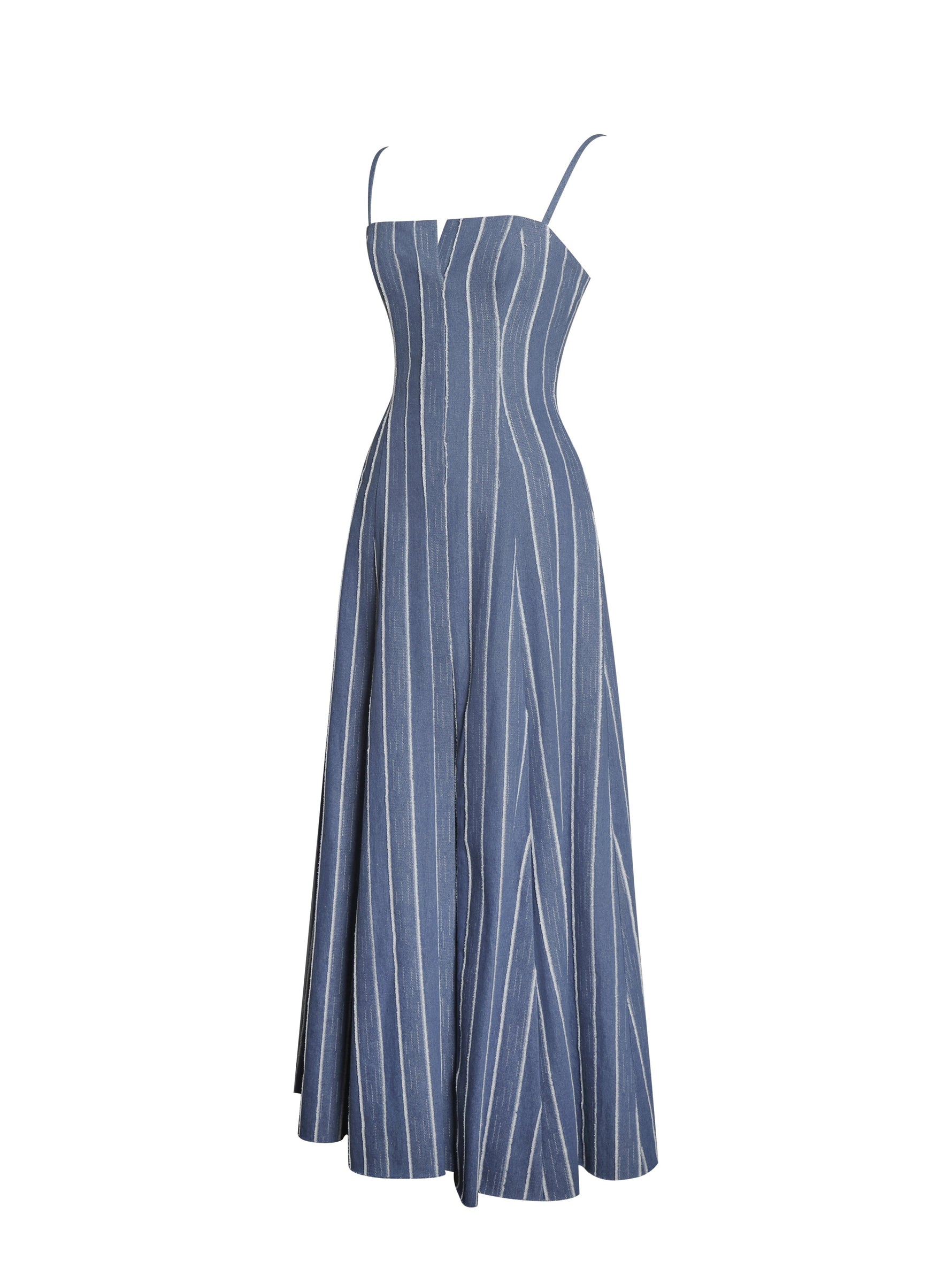 Abygail Stripe Cotton Denim Maxi Dress Miss Circle