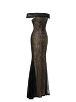 Qeturah Embroidered Sequin Off Shoulder Mesh Gown Miss Circle