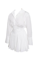Jamila White Shirt Mini Dress with Embroidered Waist Detail Miss Circle