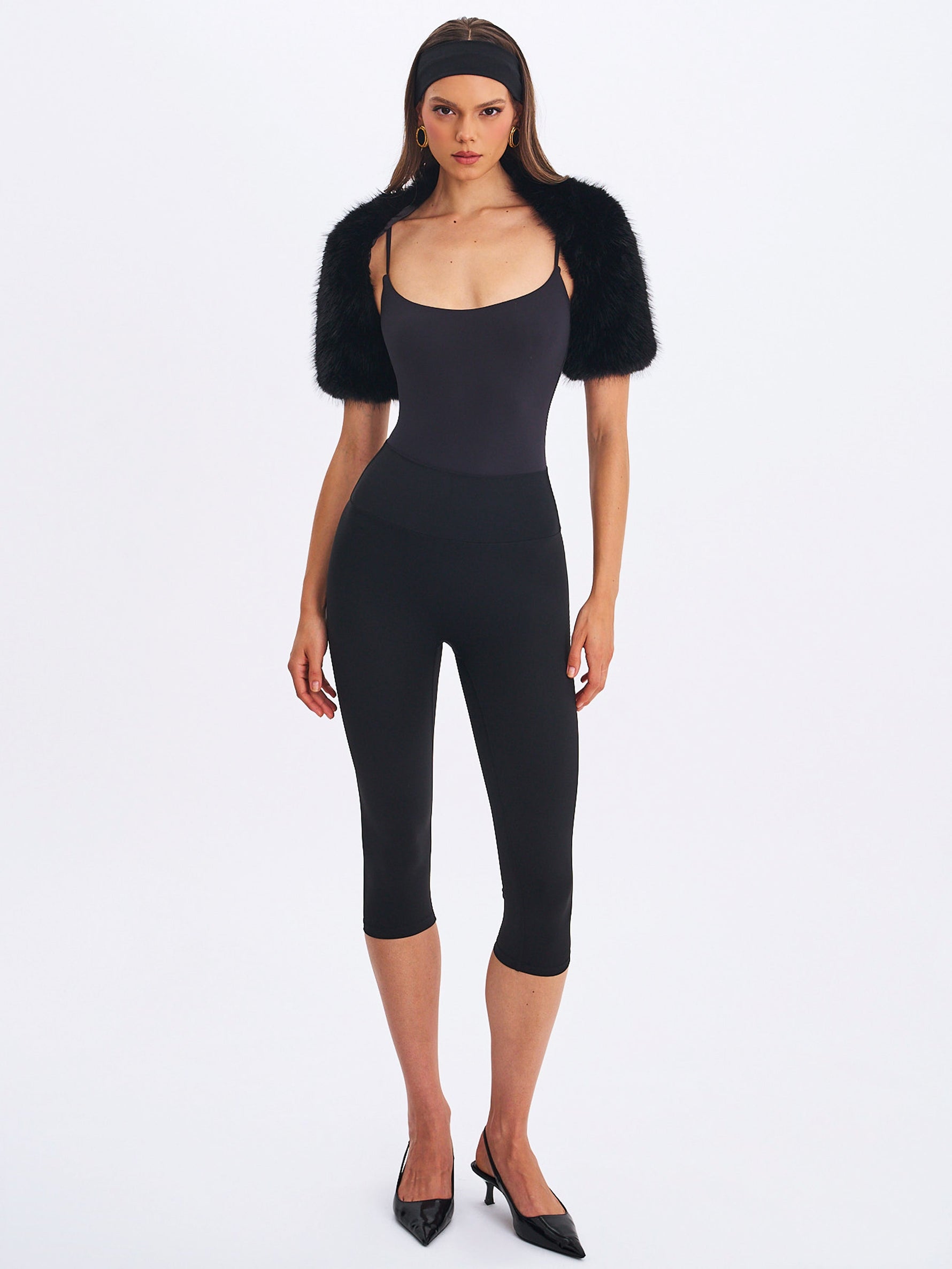 Kori Black Faux Fur Micro Bolero Miss Circle