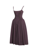 Oakleigh Blackberry Purple Cotton Lace-up Back Midi Dress Miss Circle