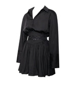 Jamila Black Shirt Mini Dress with Embroidered Waist Detail Miss Circle