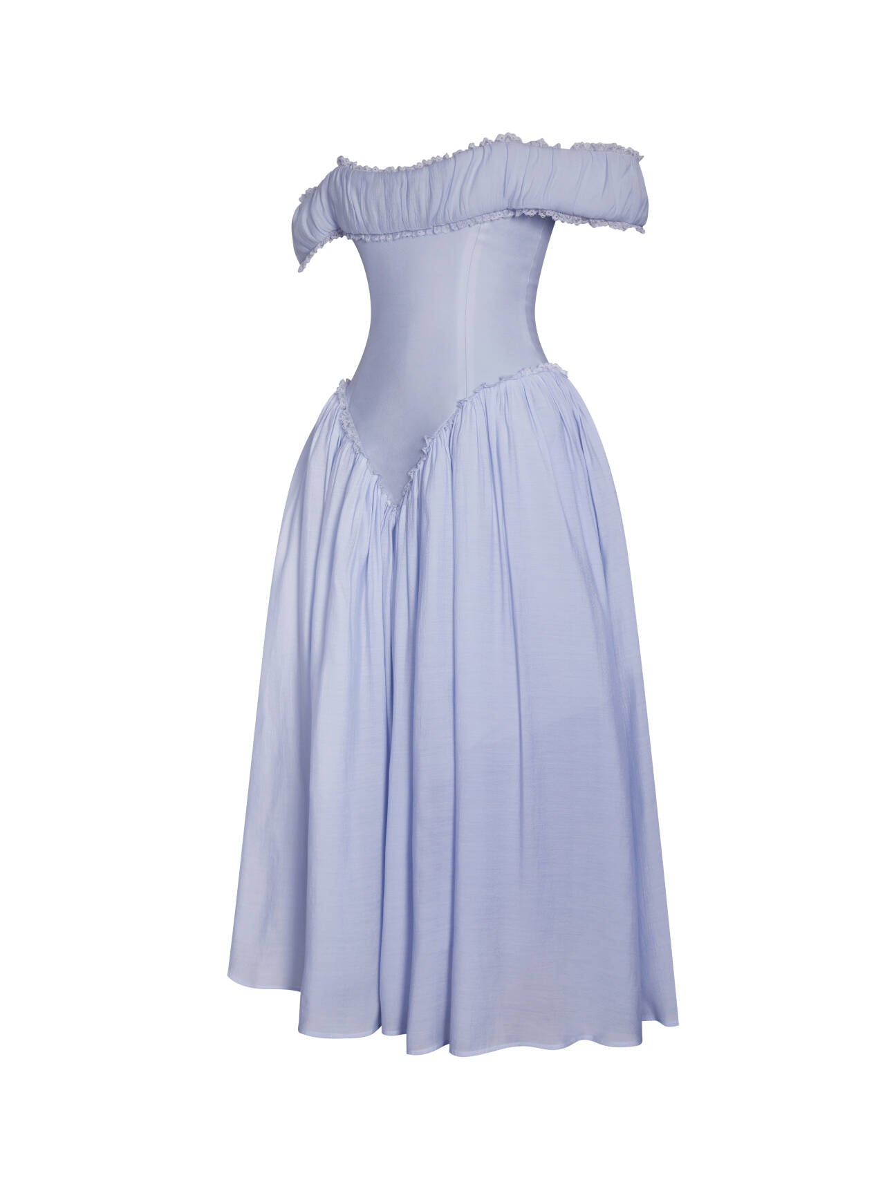 Xavy Baby Blue Off Shoulder Corset Midi Dress Miss Circle