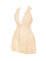 Reyna Beige Backless Pleated Mini Blazer Dress Miss Circle