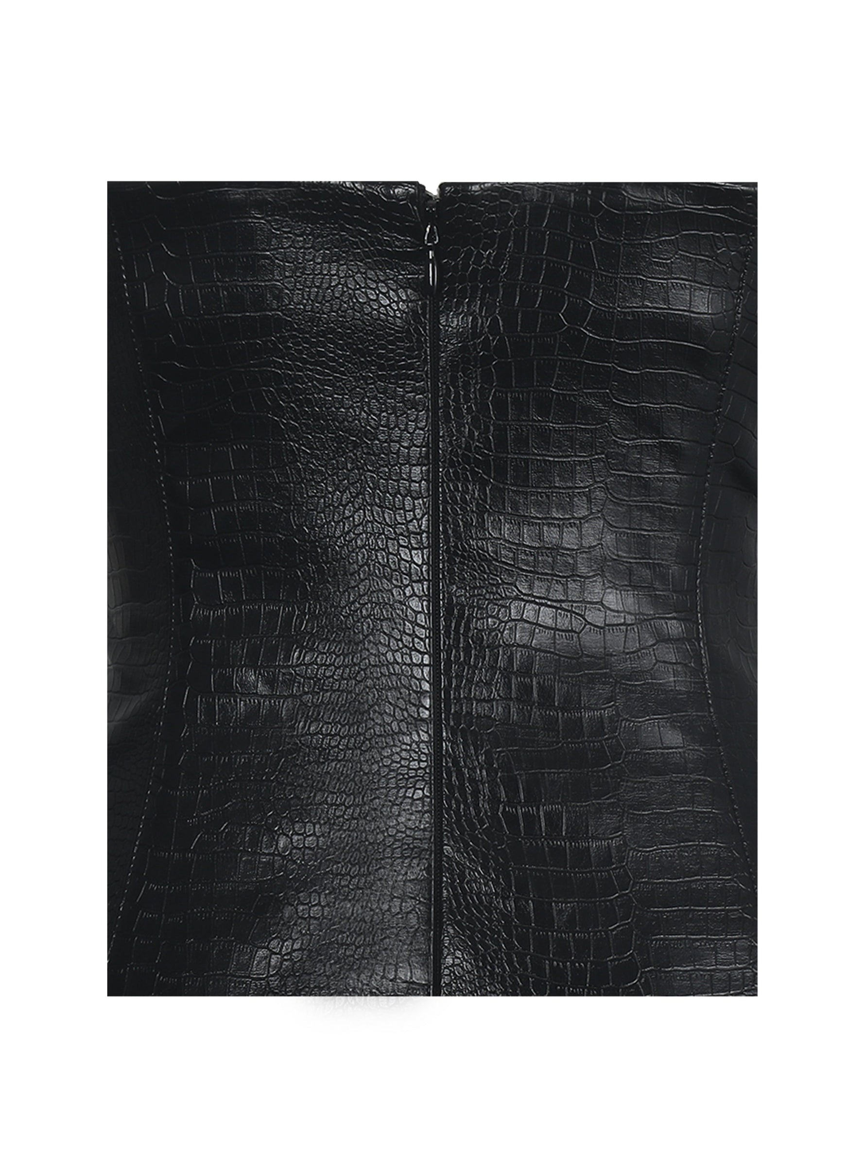 Gardenia Black Leather Midi Sweetheart Halter Flared Dress