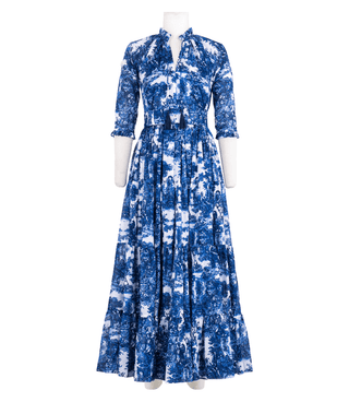 Eva Dress White Cobalt Blue Mid Dress - By Baano